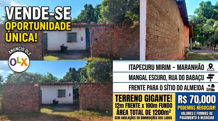 Vende-se Oportunidade Única! Casa e Terreno Amplo em Itapecuru-Mirim - R$ 70.000