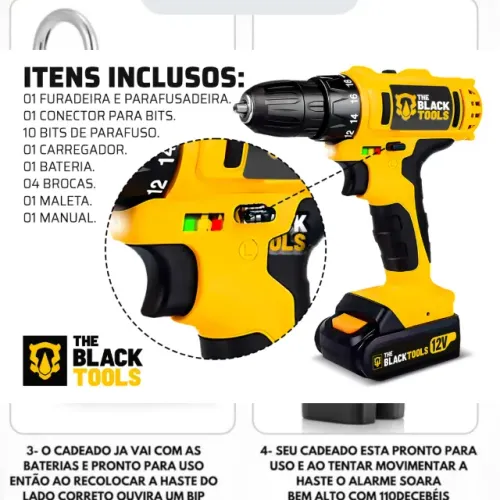 Parafusadeira e Furadeira com 02 baterias - Novo.