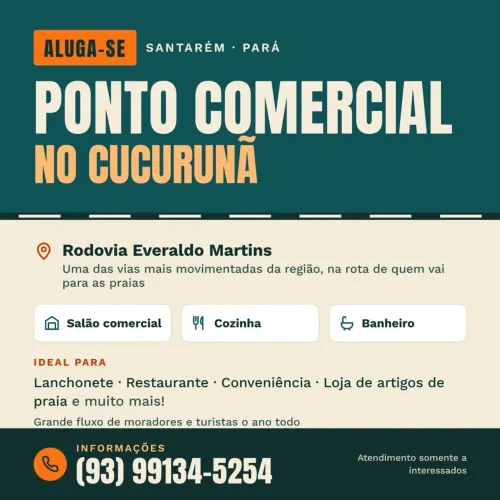 ALUGA-SE PONTO COMERCIAL NO CUCURUNÃ! 