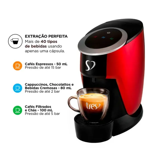 Cafeteira Três corações + cápsulas 