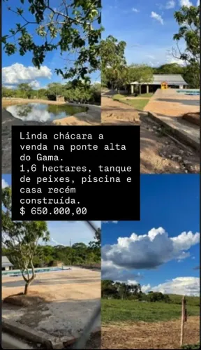 chácara na ponte Alta do Gama, aceita imovéis exelente oportunidade.