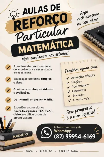 Aulas Particulares de Matemática - Reforço Escolar em Maceió<br>