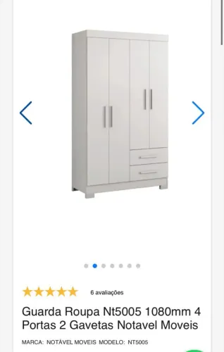 Guarda Roupa 4 portas e 2 gavetas branco, dupla face
