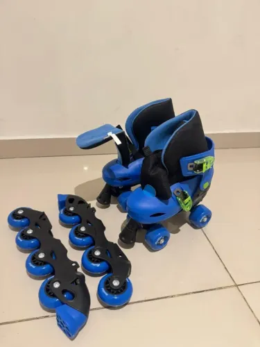 Patins Infantil 4 Rodas Infantil Fenix 2 em 1 Azul e Preto Tam Ajustavel - Nunca usado