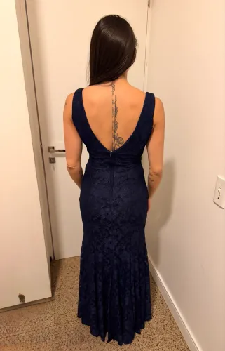 Vestido de festa azul marinho
