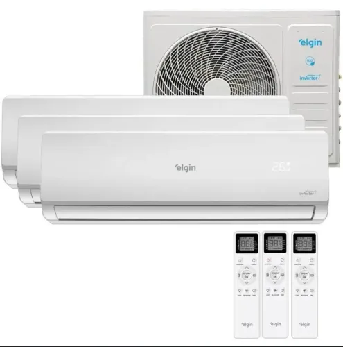 Ar Condicionado Tri Split Elgin<br>27000 BTUs 3X1200 Inverter<br>Quente e Frio 220V MTQE27C2CB