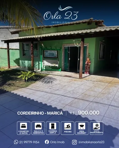 CORDEIRINHO, ORLA 23 IMOBILIÁRIA VENDE! Casa com piscina próximo aos comércios e praia