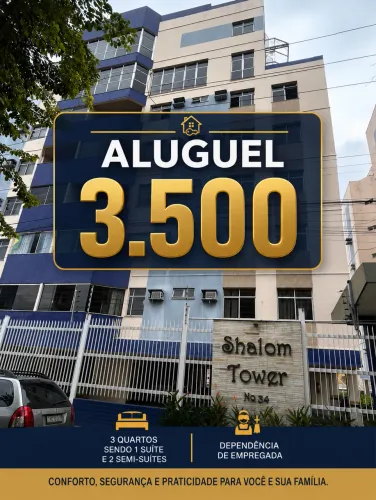 SHALOM TOWER APTO 120 m2- 3 QUARTOS + DEPEND. EMPREGADA