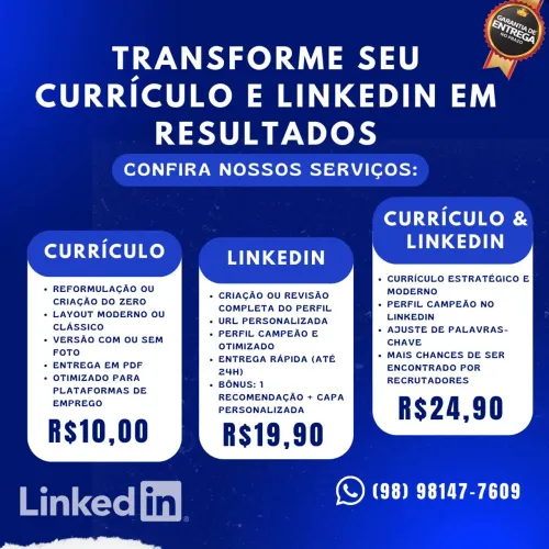 (Currículo + LinkedIn + Combo)