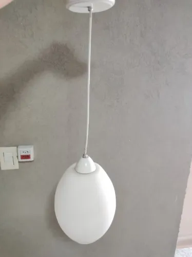 PENDENTE PARA ILUMINAÇÃO  -Lustre tipo barril em vidro leitoso