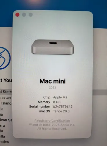 MAC MINI 2023 - M2 - 8Gb RAM - 256Gb SSD - NOVÍSSIMO