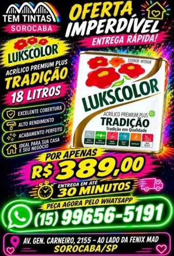 Tinta Lukscolor Lavável de 18 Litros