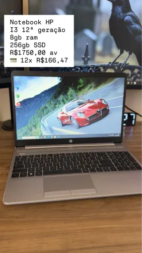 Notebook HP | Intel Core i3 12ª Geração | SSD 256GB | 8GB RAM