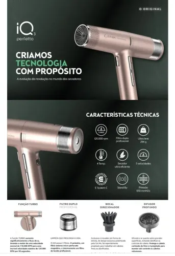 Secador Gama iQ3 Perfetto Rose Gold. NOVO LACRADO!!!