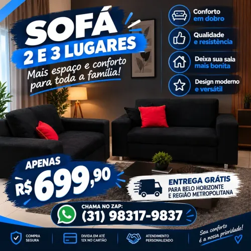 SOFÁ BOM E BARATO, FRETE GRÁTIS PARA BH E REGIÃO METROPOLITANA