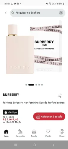Burberry her intense perfume importado, novo lacrado,comprado na sephora 