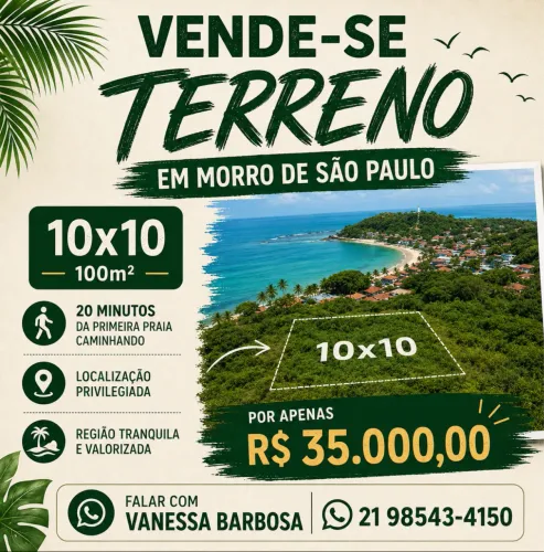 Terreno a Venda em Morro de São Paulo , Ótima oportunidade!