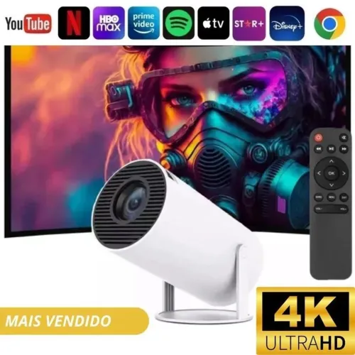 Mini Projetor Portátil Wi-Fi Bluetooth HD-4K Bivolt (Cinema em Casa)