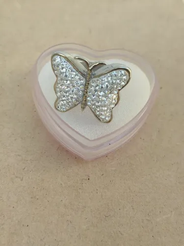 Anel de aço com pedras de strass n°14