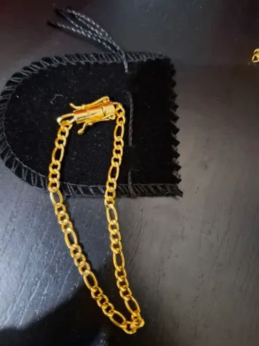Pulseira elo 3x1 Banhada a Ouro 18k fecho Lagosta marcação 750