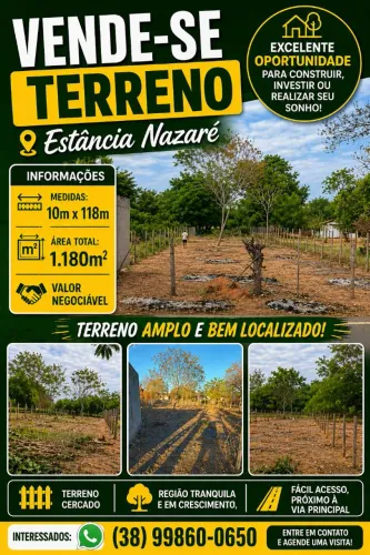 Vendo terreno Na Estância Nazaré do lado a ARAJAN
