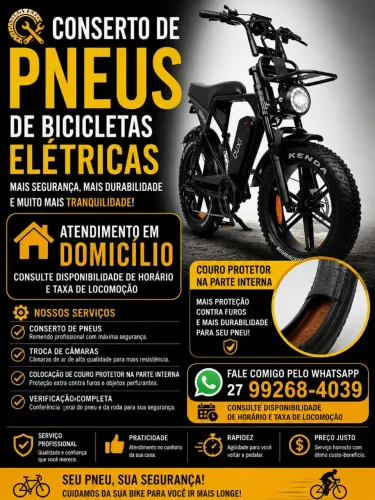 Conserto de Pneus de Bicicleta Elétrica em Domicílio | Instalação de Couro de bode