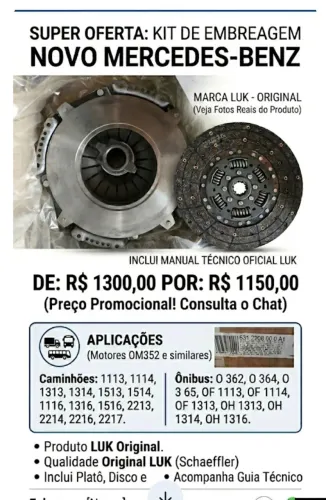 Kit embreagem caminhão Mercedes 1513