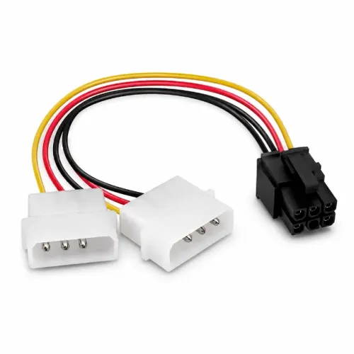 Cabo Adaptador 2x Molex 4 Pinos Para PCIe 6 Pinos Vídeo
