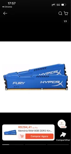 Memória ddr3 1600 8 gb