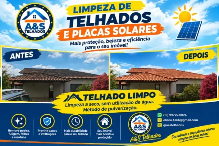 Limpeza de telhado a seco, Limpeza pos obra Limpeza de painel solares.