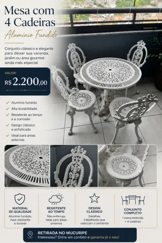 Mesa para jardim, mesa para varanda
