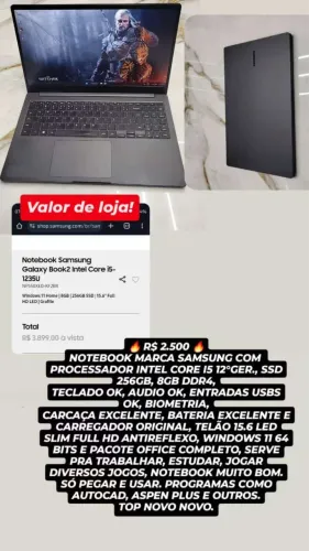 NOTEBOOK SAMSUNG GALAXY BOOK 2 - OPORTUNIDADE! 
