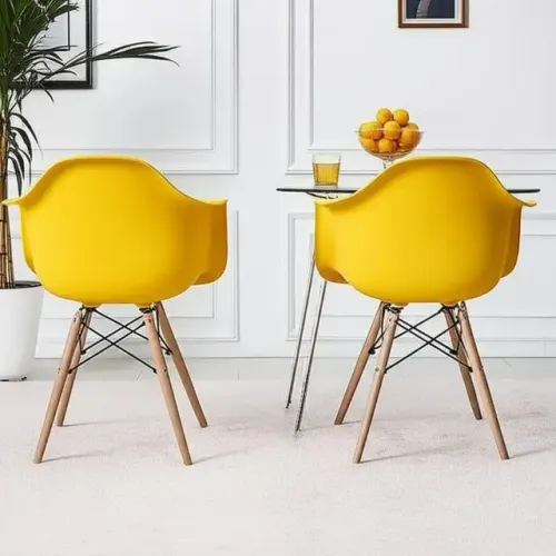 Cadeira Charles Eames com braço - cor amarela Duas por 150