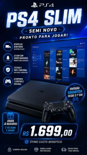 PS4 slim com alguns jogos no HD