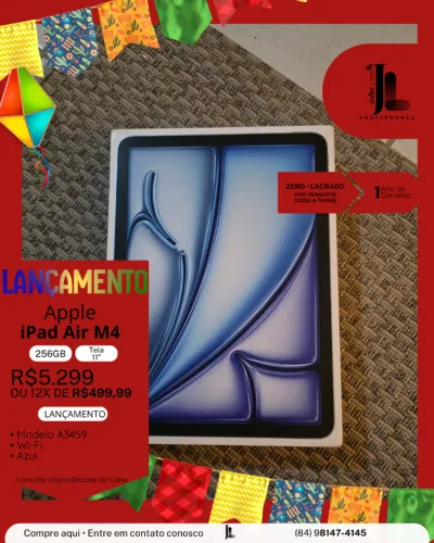 IPAD AIR M4, 256GB, TELA 11?, LACRADO, EXCLUSIVO!