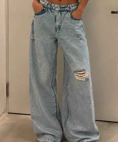 Calça Jeans Wide Leg 100% ALGODÃO Tam. 36 
