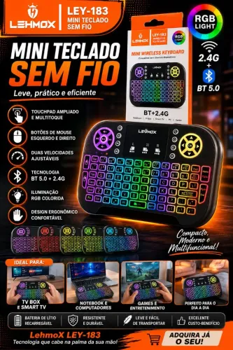 "RGB Conecte no PC, notebook ou Smart TV via Bluetooth ou 2.4G. Lehmox LEY-183!"