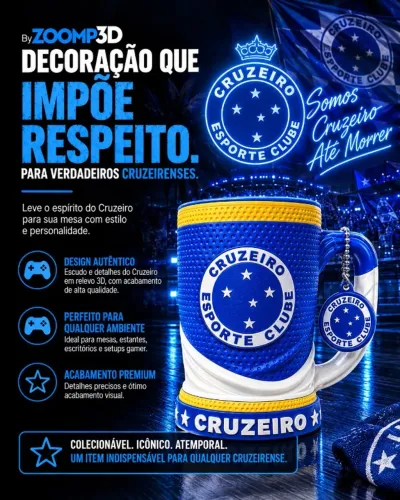 Caneca dos Times 500ml Térmica - Impressão 3D