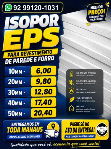 ISOPOR EPS ANTI CHAMAS PARA PAREDE E FORRO