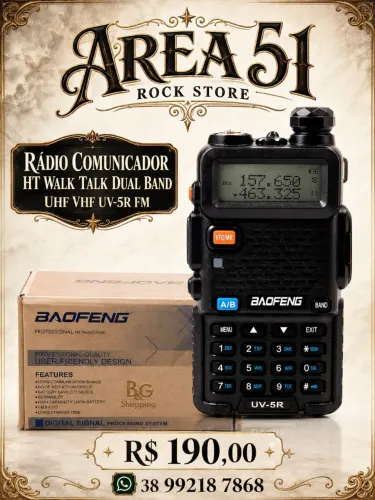 Rádio Comunicador Ht Walk Talk Dual Band Uhf Vhf Uv-5r Fm