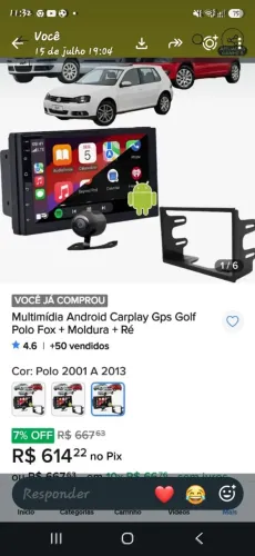 Carplay Android 2din multimidia. Zero na caixa