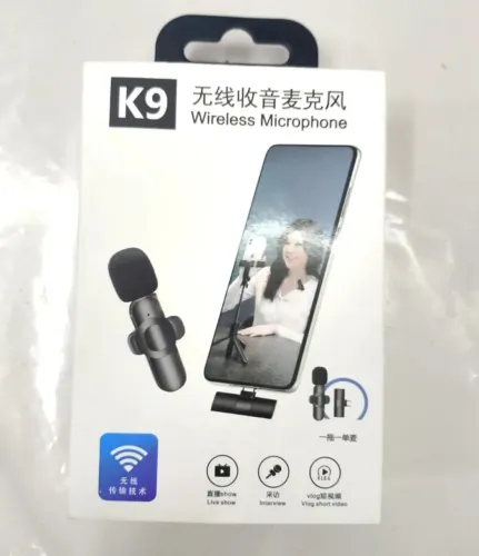 Microfone Sem Fio Lapela K9 Tipo C NA CAIXA