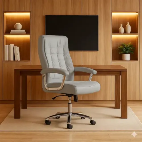 Cadeira Presidente Ergonômica em mola ensacada Cinza - Ideal para Home Office