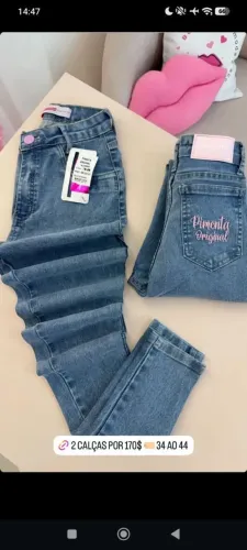 Calças jeans sal e pimenta 