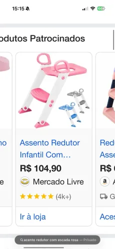 Assento infantil redutor com escada rosa