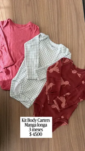 KIT BODY CARTERS MANGA LONGA 3 meses bebê menina