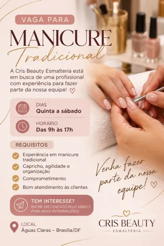 Vaga para manicure tradicional