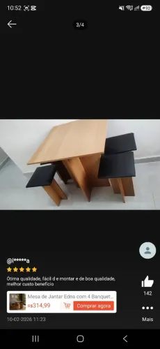 Mesa de jantar com 4 banquetas