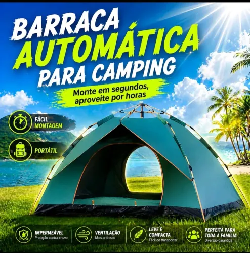 Barraca Automática para Camping Montagem Rápida Tecido Térmico Impermeável