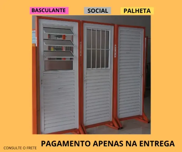 porta de aluminio branco palheta modelo up1 